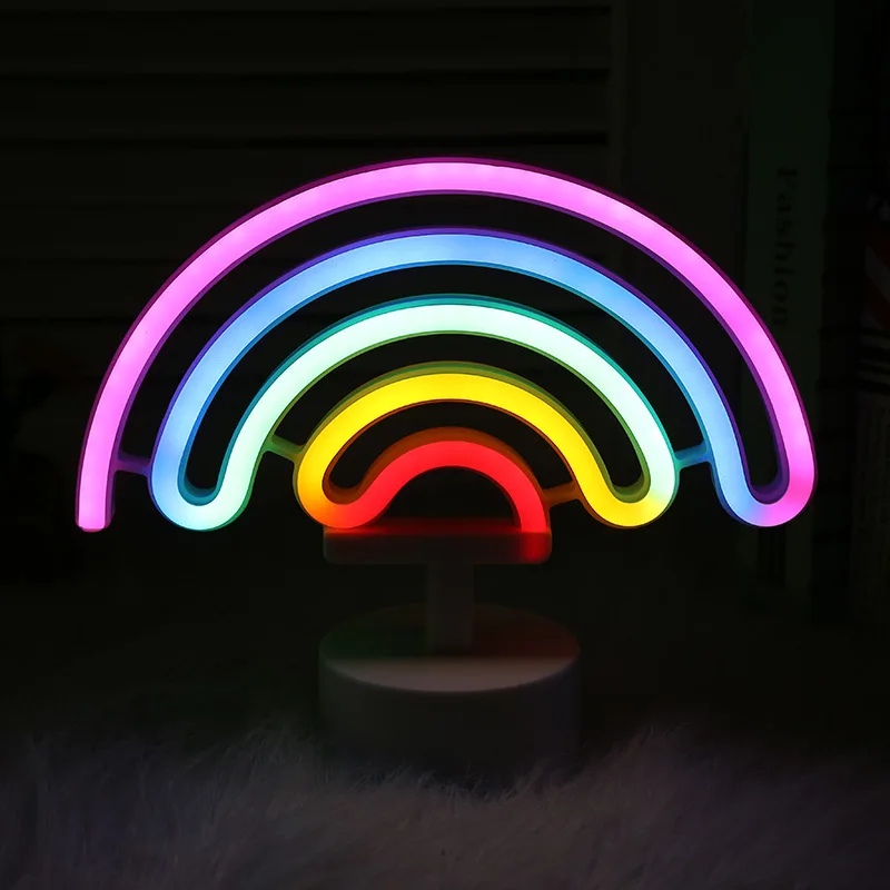 Cute Rainbow Neon Light Signs Led Rainbow Decor Light For Girls Bedroom Neon Lamp Wall Decor Christmas Gift Party Neon Bulb Tube