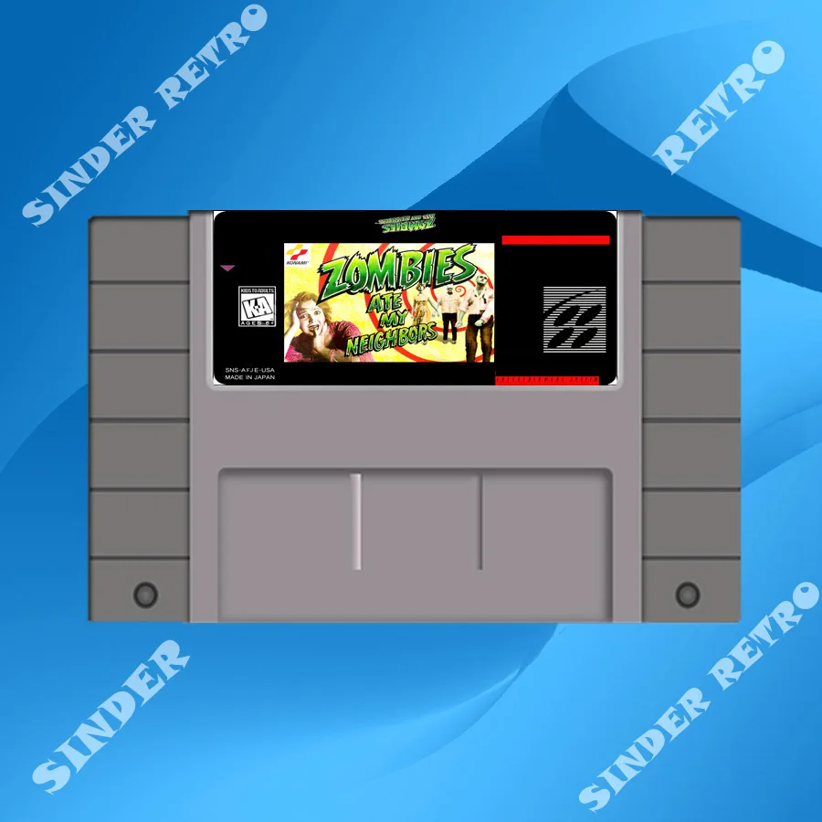 Zombies ate my neighbors 16 bit Big Gray Game Card For
