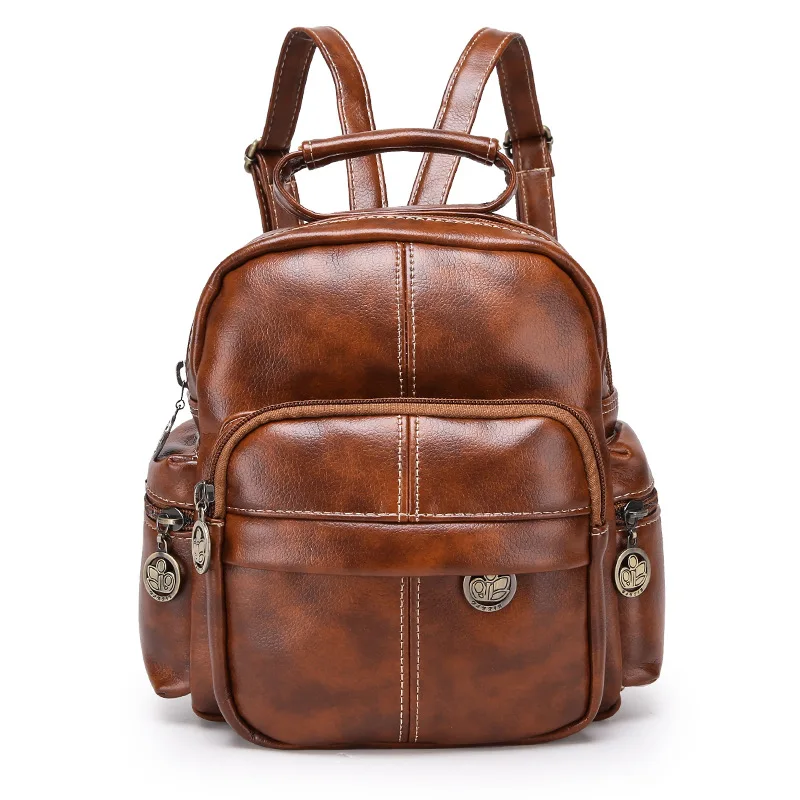 

HUIMENG PU Leather Backpacks for Adolescent Girls Zipper Backpack Female Backpack to School Notebooks Laptop College bag