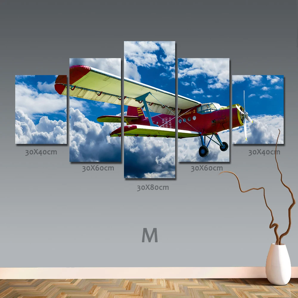 5 панельных холщовых картин AAHH большого размера Dordic Blue Sky Glider рисунок на холсте