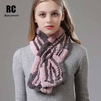

[Rancyword] Winter Scarf Women Scarves High Quality Natrual Real Rex Rabbit Rur Scarf New Warm Scarves For Women RC1376