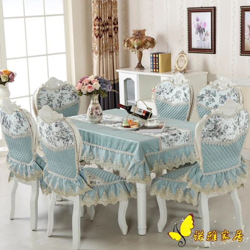 Hot Sale blue square table cloth chair covers cushion tables and chairs bundle chair cover lace