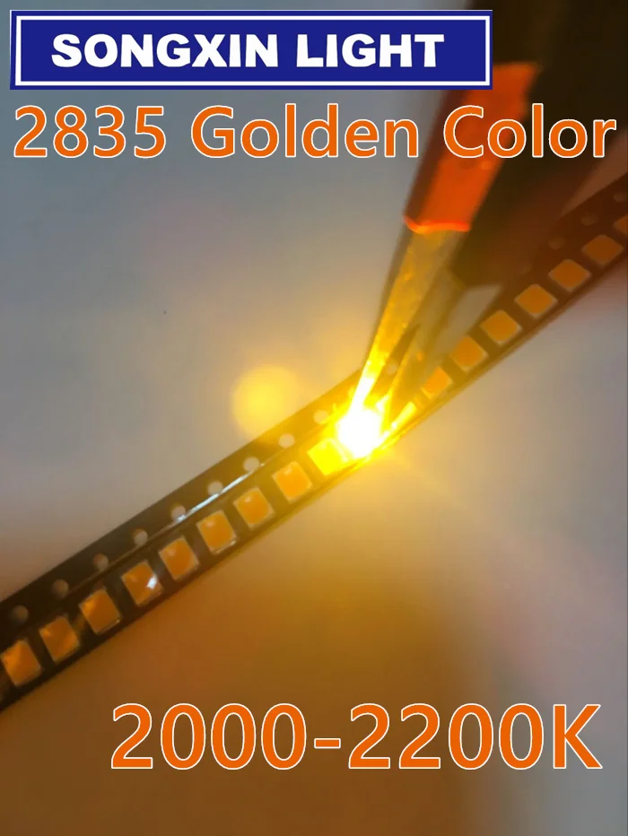 100 шт светодиодный чип желтый цвет SMD 2835 Золотой Желтый поверхностный монтаж SMT шарик высокой яркости 2200K светодиодный светодиод лампы