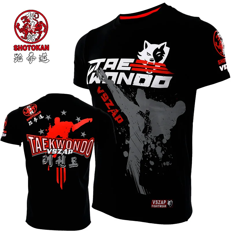 

VSZAP Taekwondo Men Fitness T-shirt TKD Sports Training Fighting Short Sleeve MMA Competition UFC Fighting Performance Costume