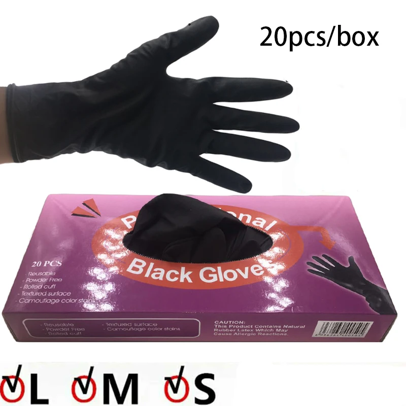 20 шт утолщенные перчатки для завивки волос шампунь для окрашивания волос черные латексные перчатки многоразового использования парикмахерские инструменты для укладки волос S/M/L