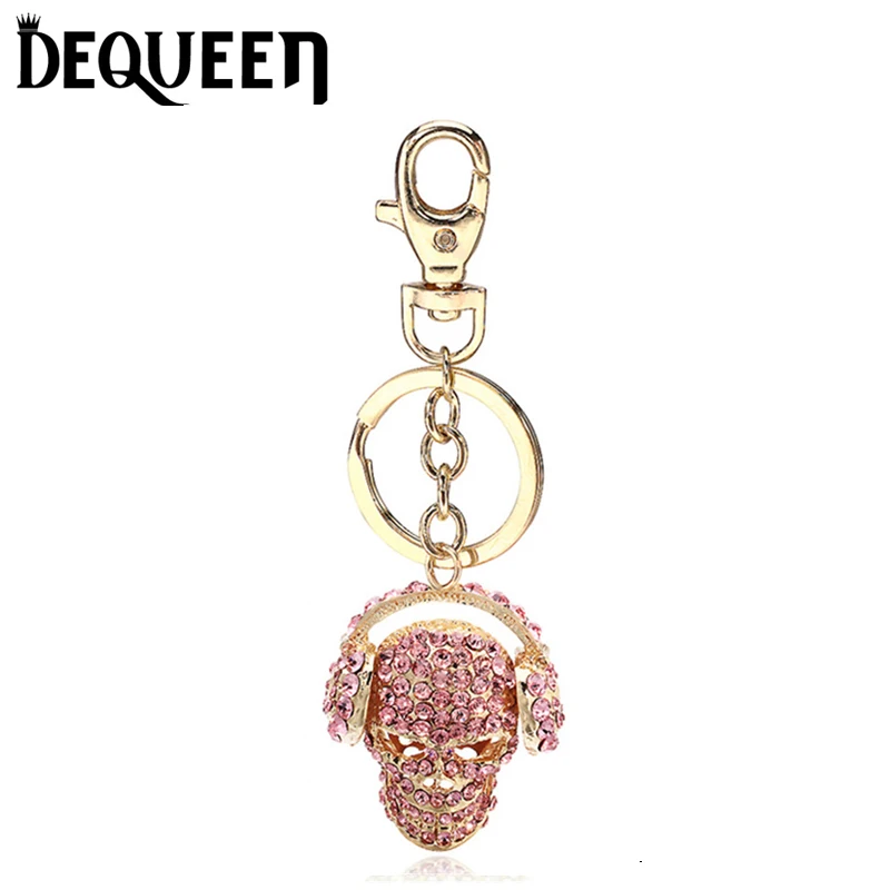 Evil Skull Rhinestone Keyring Charm Pendant Purse Bag Key font b Ring b font Chain Keychain