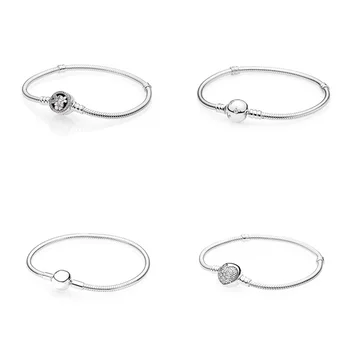 

4 Style 925 Sterling Silver Charms Basic Bracelets For Women Flower Heart Mouse Bead Chain For Women Wedding Jewlery