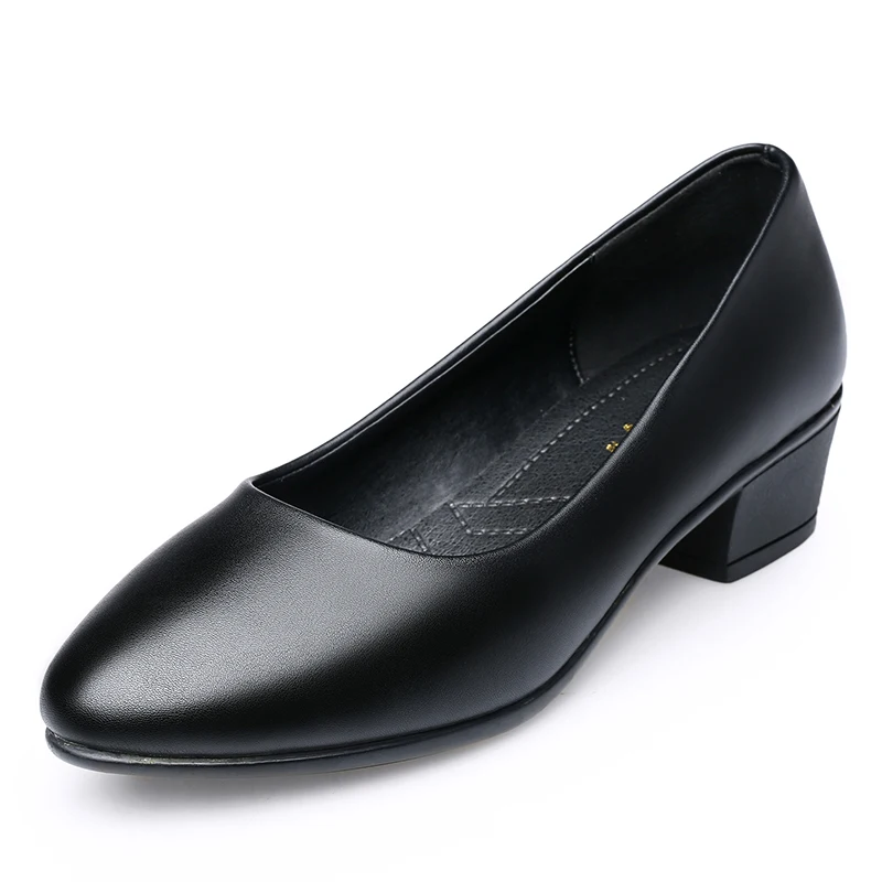 

Soft leather Office Women Shoes High Heels Dress Shoes Women Leather Pumps Pointed Toe Single black Shoes
