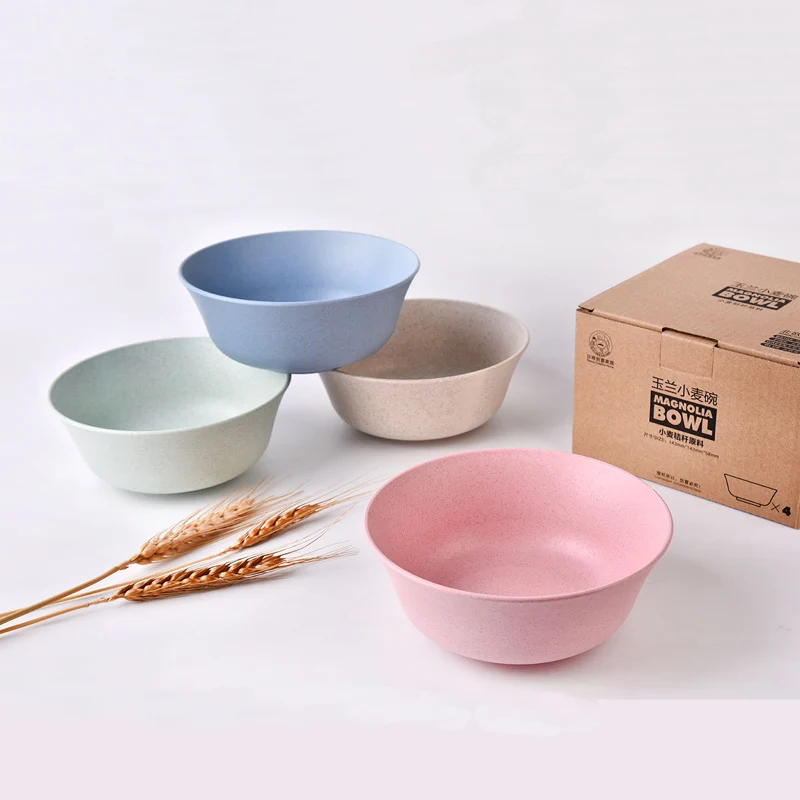 Распродажа круглые наборы чаш из пшеничной соломы экологически безопасные столовые приборы Салатница кухонная детская миска для фруктов и риса здоровая 4 цвета