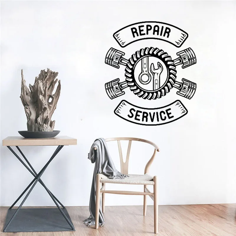 Repair Service Wall Vinyl Decal Auto Machine Wall Sticker Garage Decor