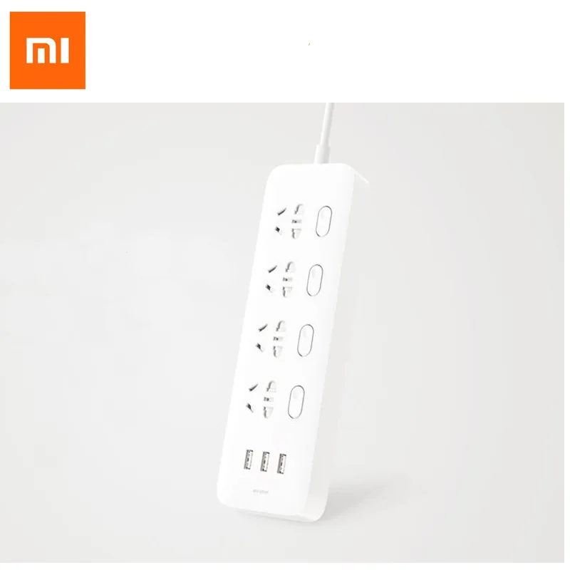 

Xiaomi Mijia Power Socket Strip With Control Switch 3 USB 4 Ports Plug Extension Patch Board panel EU 2500W For Mi Home H15