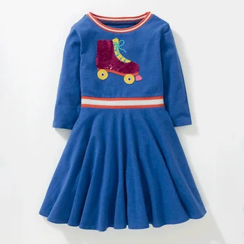 

Skating Baby Girls Dress Fashion Sequins Children Dresses Girl's Blouse Shining Kids Jumpers One-Piece Clothes Lady Vestidos 1-9