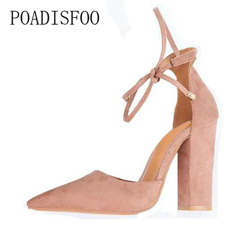 

POADISFOO Spring Summer Autumn High-heeled New Fashion Women Pumps Sexy Shoes Women Shoes Thick Heel 10.5CM .KL-113
