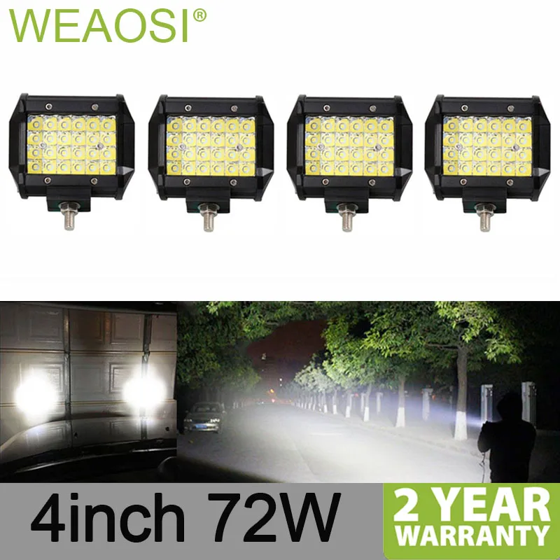 Высокомощное водонепроницаемое quad строк 6500 K 2 шт. 4 дюйма 72 W фары для IP67