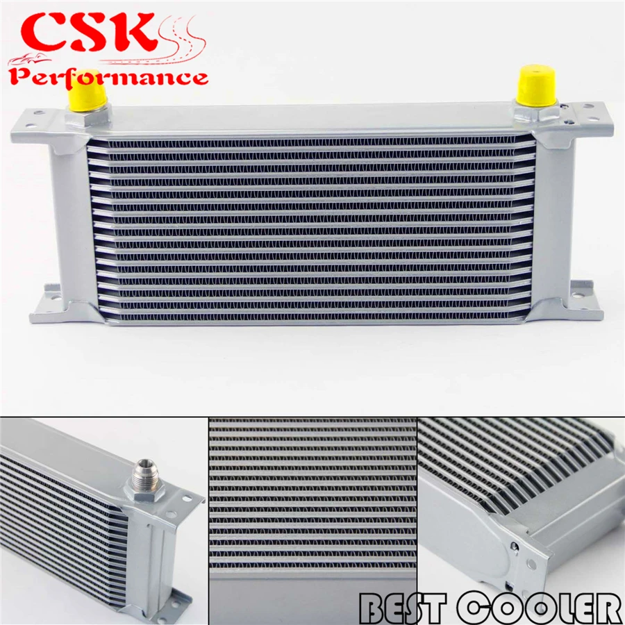 

16 Row 8AN Universal Engine Transmission Oil Cooler 3/4"UNF16 AN-8 Silver