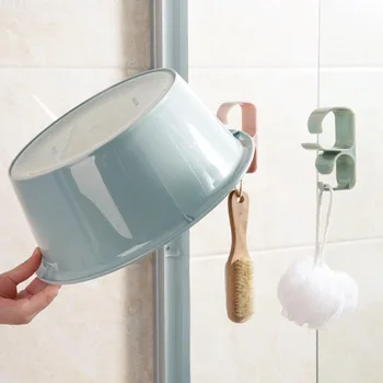 

OTHERHOUSE Plastic Bathroom Kitchen Self Washbasin Hook Hanger Wall Adhesive Hook Basin Holder Bathroom Organizer Storage Rack