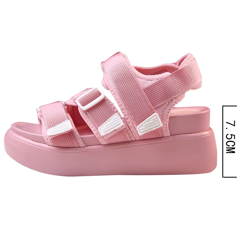 tacchi con plateau sintetica donne rosa da bianco in Fujin estate con nero zoccoli sandali eleganti zeppe pelle donna scarpe peep zeppa toe qSxIx0FwY