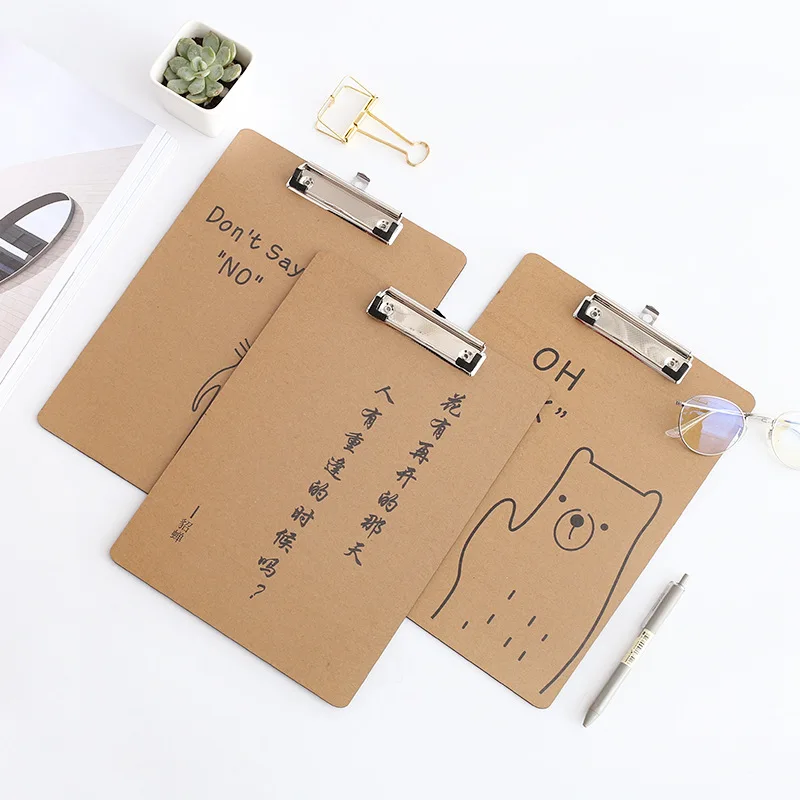 

Cute Cat A4 Kraft Paper Clipboard Holder Conference Folder Writing Pad For Kids Gift Korean Stationery Office School Supplies