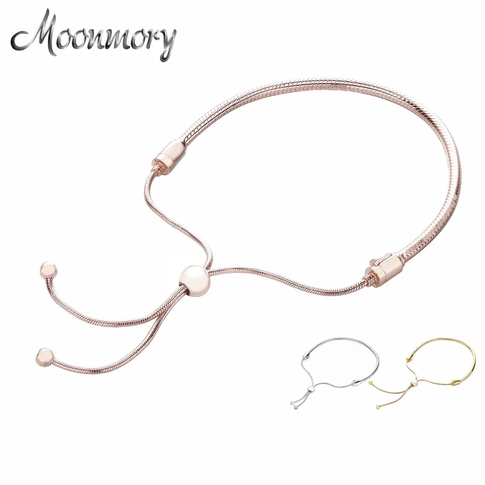 

Slovecabin 925 Sterling Silver Sliding Bracelet Clear CZ 2018Winter Charms Bangle Beads Making Jewelry Female Wedding Jewellry