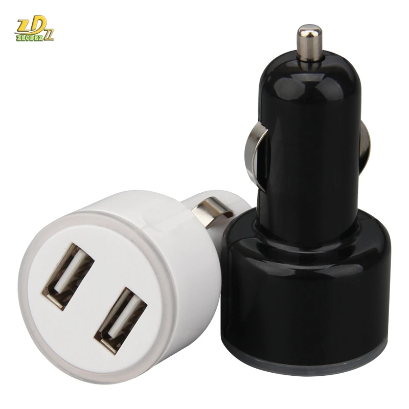Adaptador de cargador para coche, dispositivo de carga rápida 2.1a, doble USB, color negro para iPhone y Samsung, 300 unids/lote|Cargadores de móvil| - AliExpress