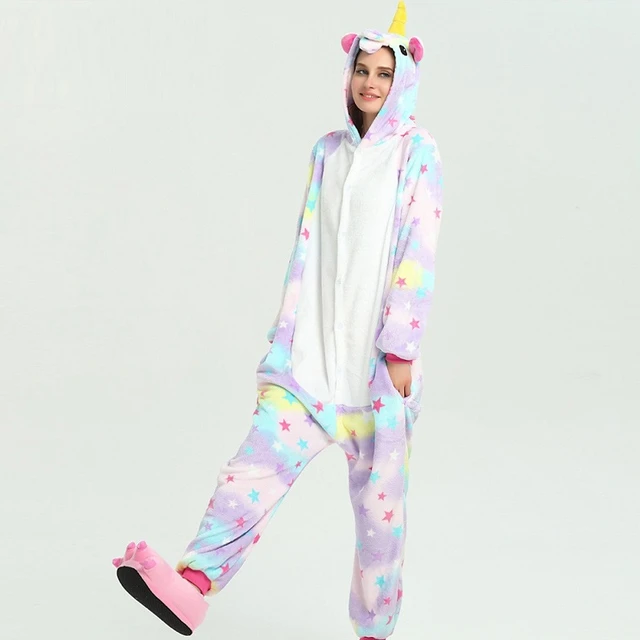 Unicorn Pajama Women Winter Cute Animal Flannel Lady Kigurumi Hoodie Pyjama Adult Sleepwear Unicornio _ - AliExpress Mobile