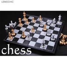 LEMOCHIC магнитные шахматы, серебряные и золотые шахматы, Складная магнитная доска,, настольные игры для семьи