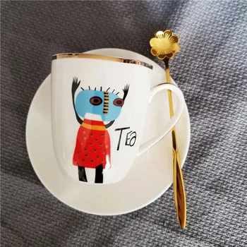 

Creative Robot Coffee Cup Milk Tea Ceramic Coffee Saucer Cup Water Set