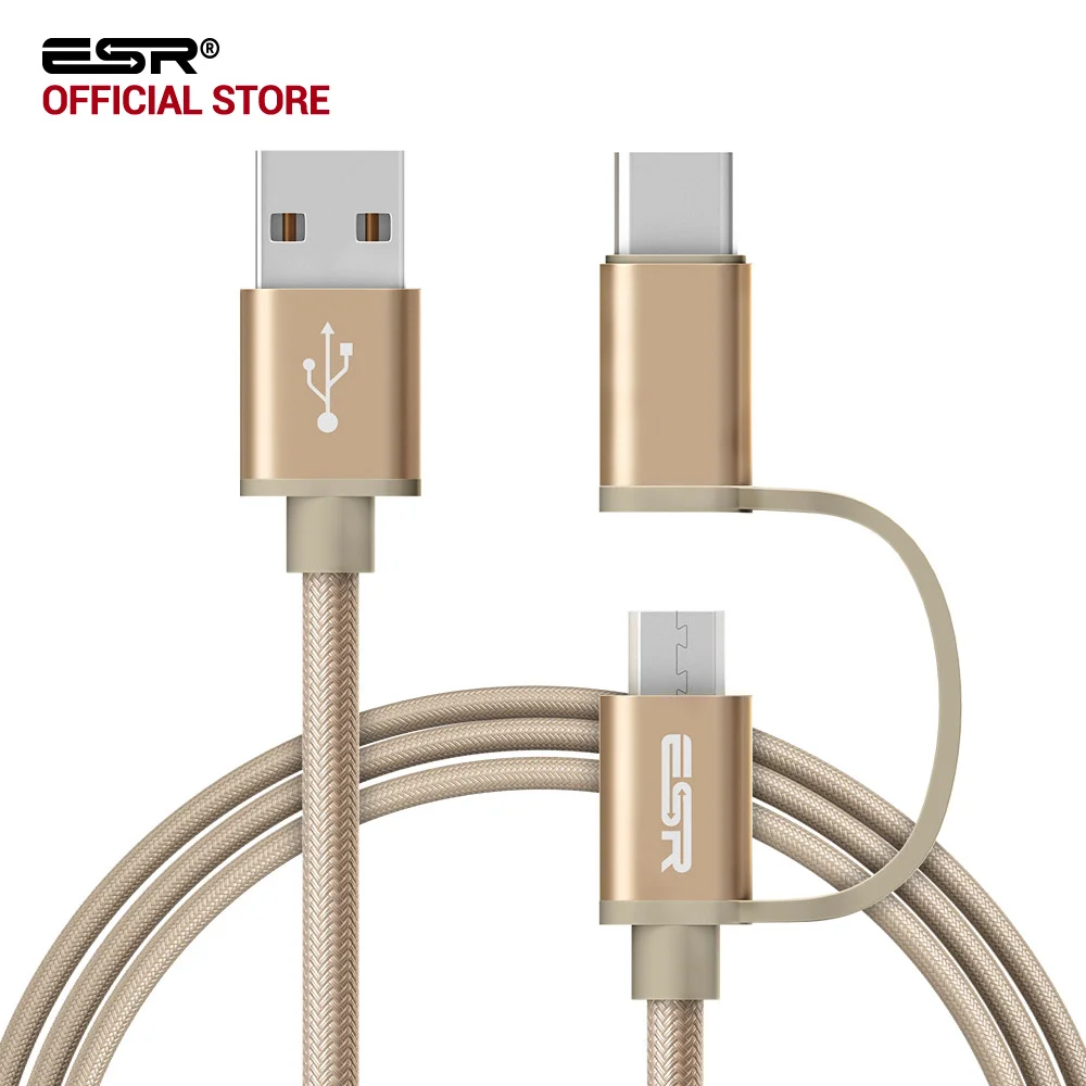 

ESR Micro USB to Type Cable 2 in 1 Fast Charger Data Cable for Samsung S8 Plus Xiaomi 5 Nexus 5X 6P Nokia N1 One Plus Zuk Z1 Z2