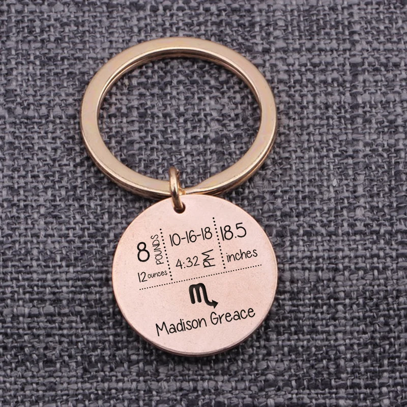 

12 Constellation Women Men Birth Month Date New Baby Creative Gift Keychain Engraving Different Personalized Parents Present
