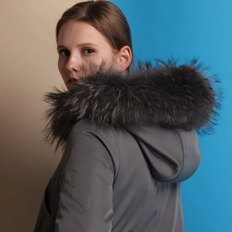 Detchable duck down jacket liner women's large natural raccoon dog fur collar fashion parkas woman down coats 2018 new winter