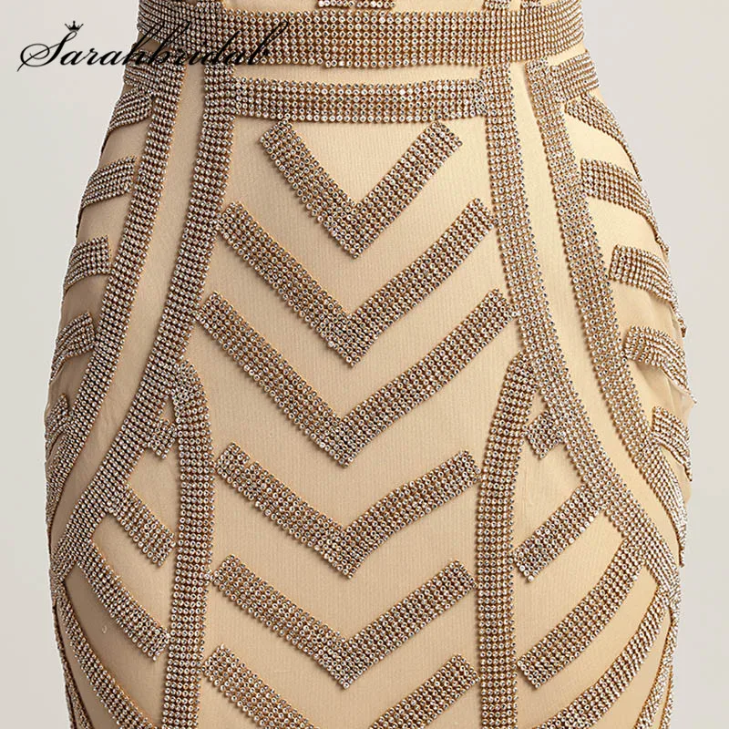 Mermaid Formal Evening Dresses Long Sexy V Neck Cap Sleeves Stunning Beading Crystals Backless Prom Party Gowns CC476