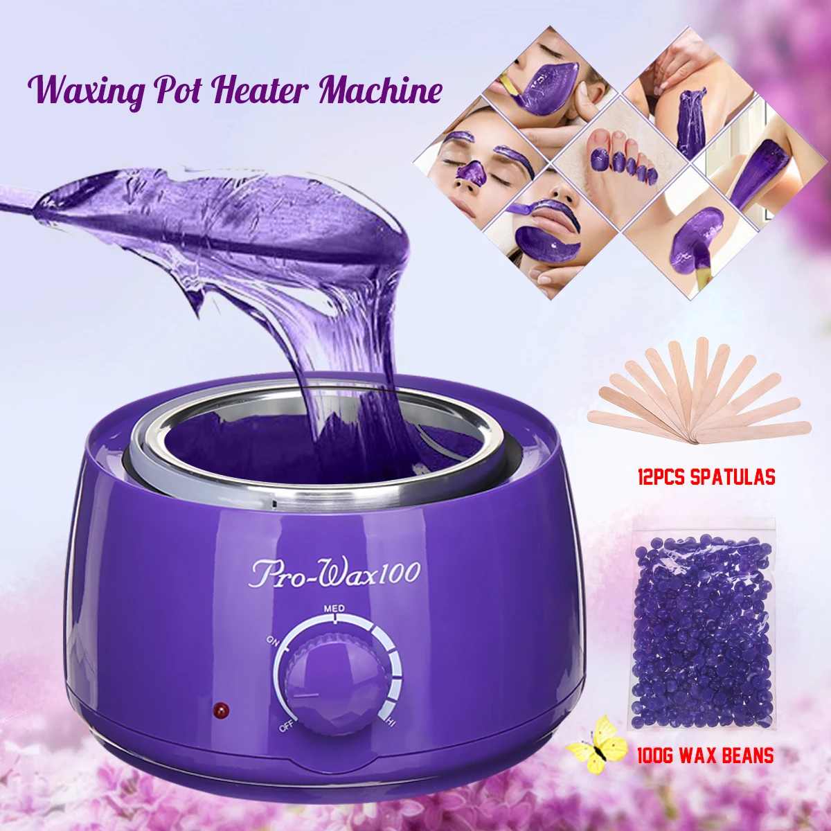 

Wax Warmer Heater Paraffin Pot Hair Removal Mini SPA Machine Kit 100g Wax Bean Professional EU/US Plug Hand Feet Body Depilatory