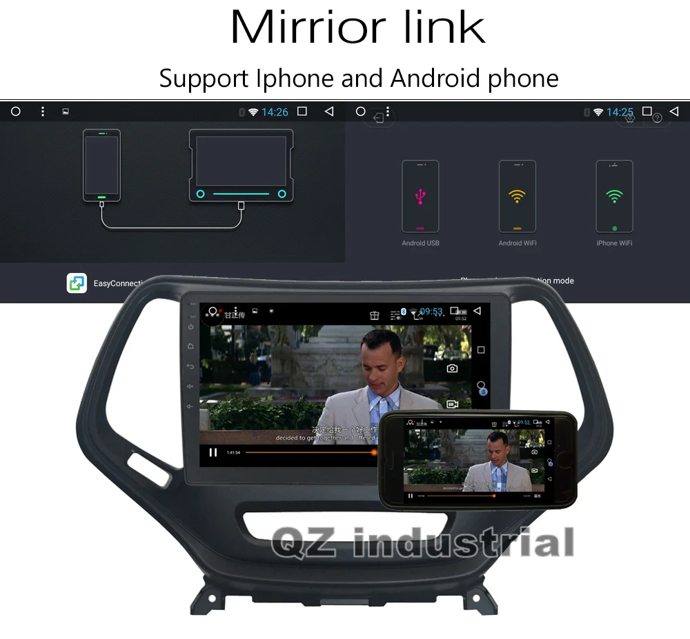 Sale QZ industrial HD 10.1" 8core Android 8.1 T8 for JEEP Cherokee car DVD player with 3G 4G GPS WIFI Navigation BT Radio RDS SWC Map 4