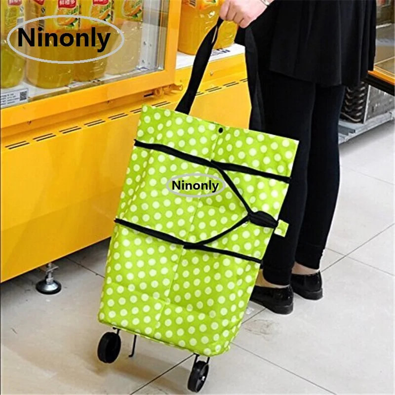 50 CM Stylish Oxford Folding Shopping Cart Bags Storage Travel Bag Organizer Foldable Package