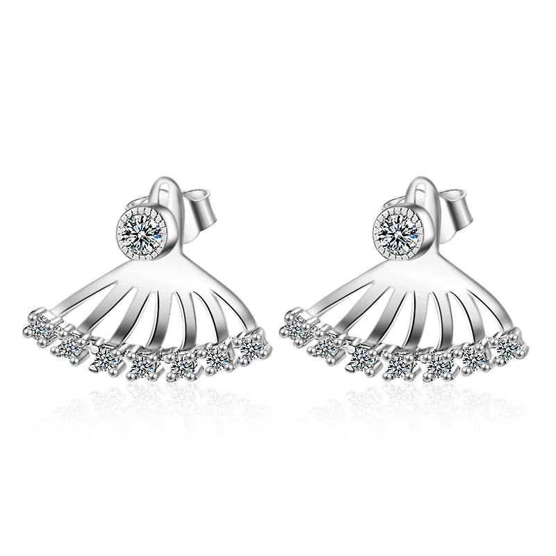 

100% 925 sterling silver fashion shiny crystal ladies`stud earrings jewelry women no fade drop shipping wedding gift cheap