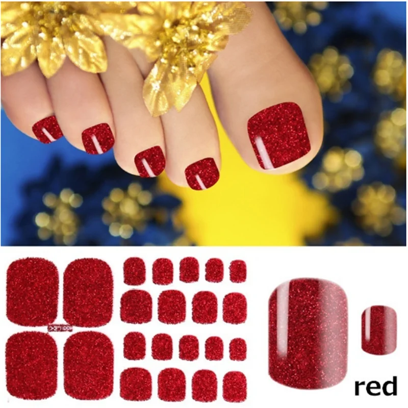 1 Sheet Glitter Toenail Art Polish Stickers Nail Tips Nail File Pure Color Adhesive Wraps Manicure Decal Strips Drop Shipping
