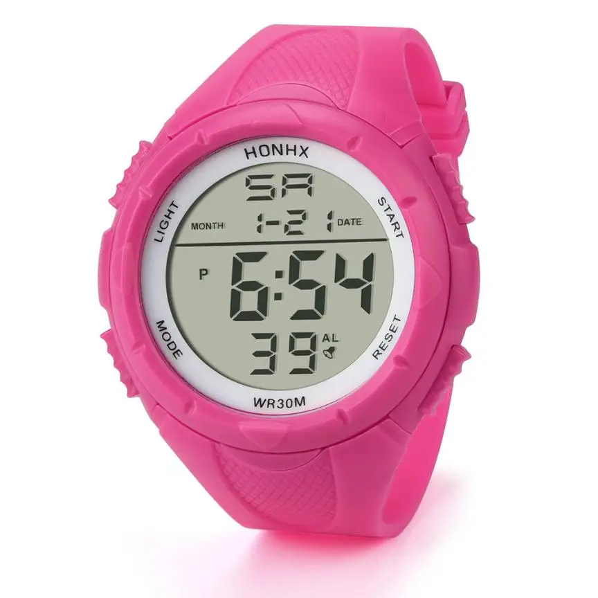 Бренд honhx наручные часы для мужчин светодиодный цифровой будильник военные спортивные силиконовые часы наручные часы мужские Relogio Esportivo* 1219 - Цвет: Pink