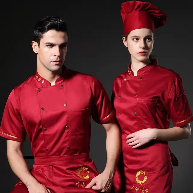 New Unisex Bakery Chef Uniform Short Sleeved 4 colors Restaurant Cook