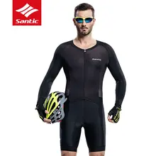 Santic Мужская Велоспорт Джерси дышащий Pro Fit гонки мягкий MTB дорожный велосипед Джерси быстросохнущая наружное с длинным рукавом Велосипедный Спорт Костюмы