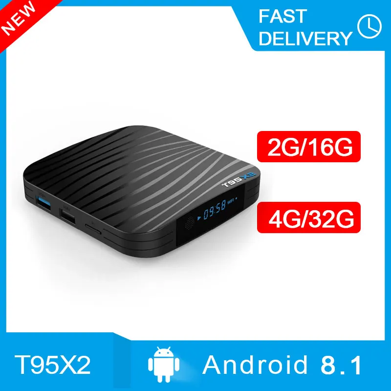 

T95X2 Android 8.1 1080P Smart TV BOX S905X2 Quad Core 2K*4K 2.4G WiFi Wireless Multimedia BOX KD H.265 SET TOP BOX PK X96 MAX