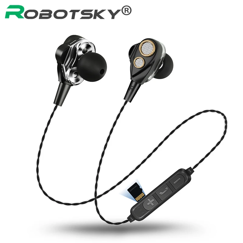 

Bluetooth 4.1 Double Dynamic 6D Surround Sound Earphones With TF Card Play Stereo Bass Sport Wireless Headphone For Mobile Phone