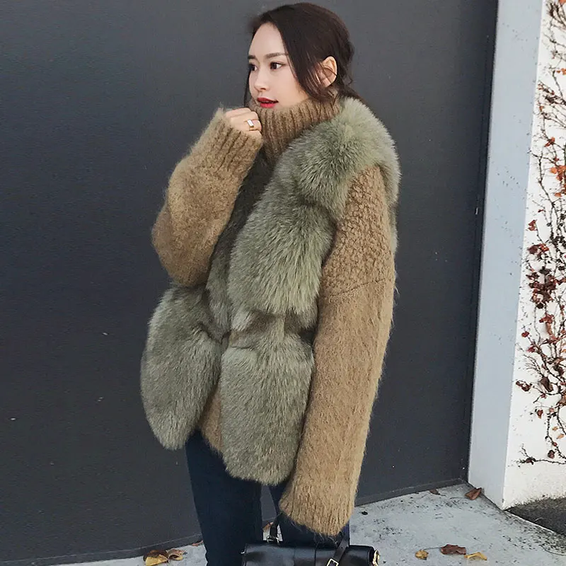 Manteau 2018 brown Hiver Gilet Beige lotus Réel dark Véritable light green Fourrure black Chaud De Femme Nouvelle dark Fox Brown Grey Grey zz1qwr