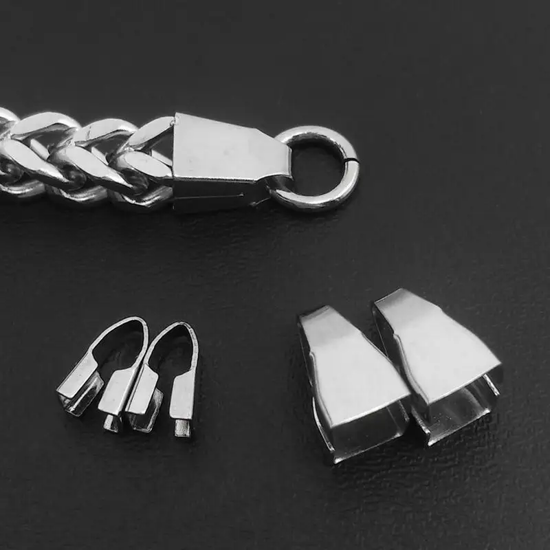 

100pcs 3mm-10mm Stainless Steel Silver Color Chain Clasp Cord End Caps Buckle Connectors Rope Crimp Jewelry Accessories