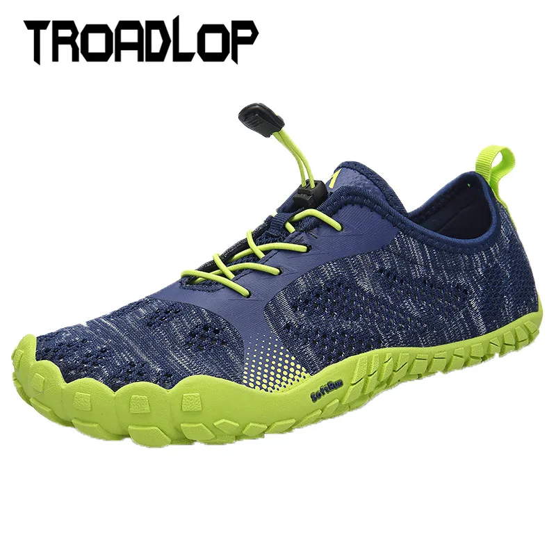 

Troadlop Outdoor Casual Shoes Men Anti-skid Rubber Sole Knitted breatherable Mesh Finger Shoes for Men Flat Climbing Shoes