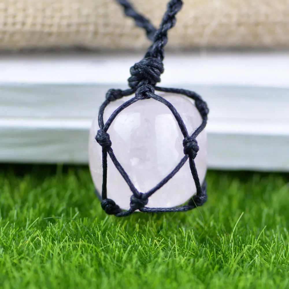 Buy Dropship Rose Stone Pendant Necklace Macrame