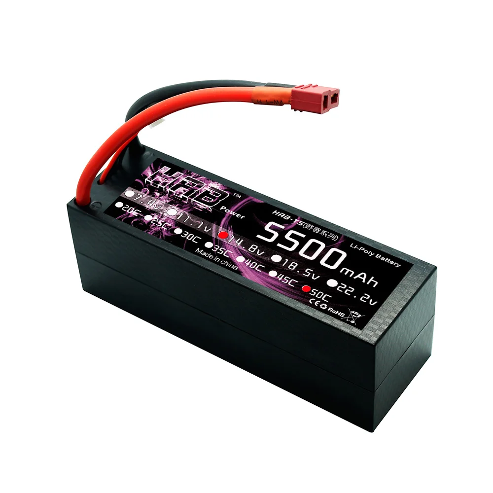 

HRB RC 1/8 1/10 Car Lipo 4S 14.8V 5500mah 50C Max 100C Battery Hard Case For RC Truck Helicopters Airplane AKKU Boat Quadcopter