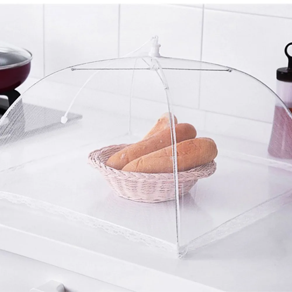 1PCS Foldable Household Food Umbrella Washable Mesh Food Cover Picnic Barbecue Party Anti Fly Mosquito Net Tent Kitchen Gadgets