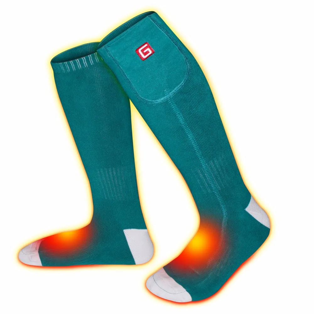 Green Electric Heated Socks with 3.7V Rechargeable Battery Thermal