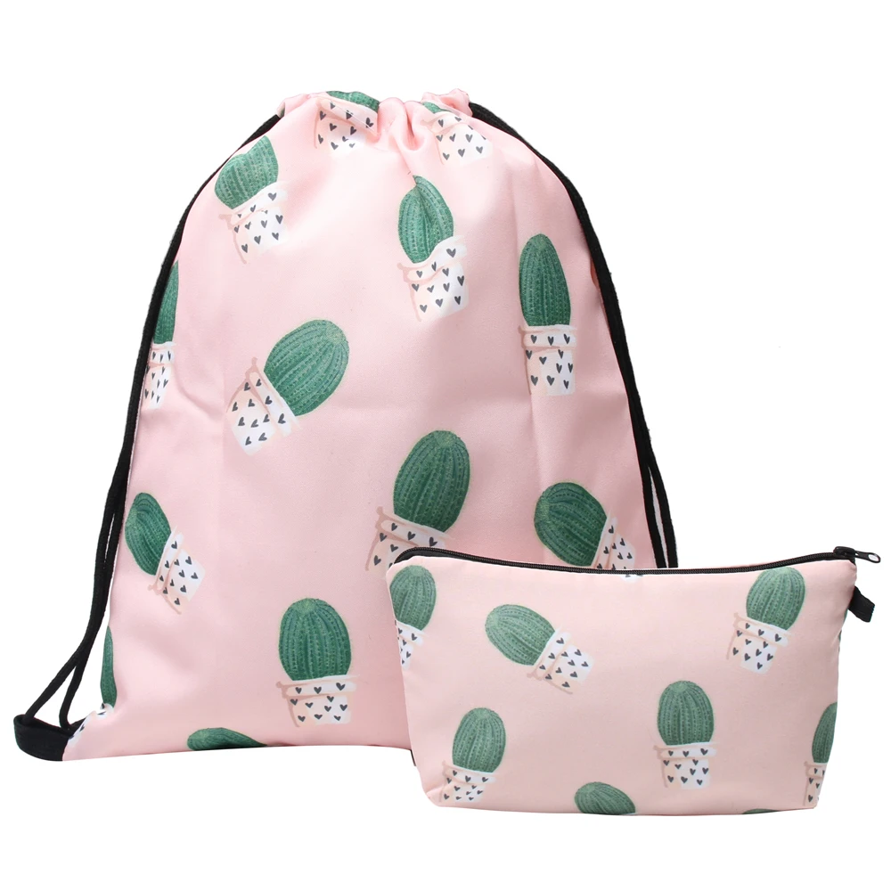 Deanfun 3 шт./компл. кактус розовый рюкзак милые 3D с рисунком, для девочек, Новое поступление рюкзак сумка мешок