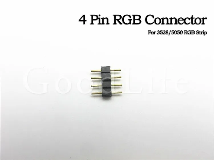 4pin RGB Разъем, 4 pin игла, мужской тип двойной 4pin, небольшая часть для Светодиодные ленты светильник RGB 3528 и 5050 полосы 10 шт./лот